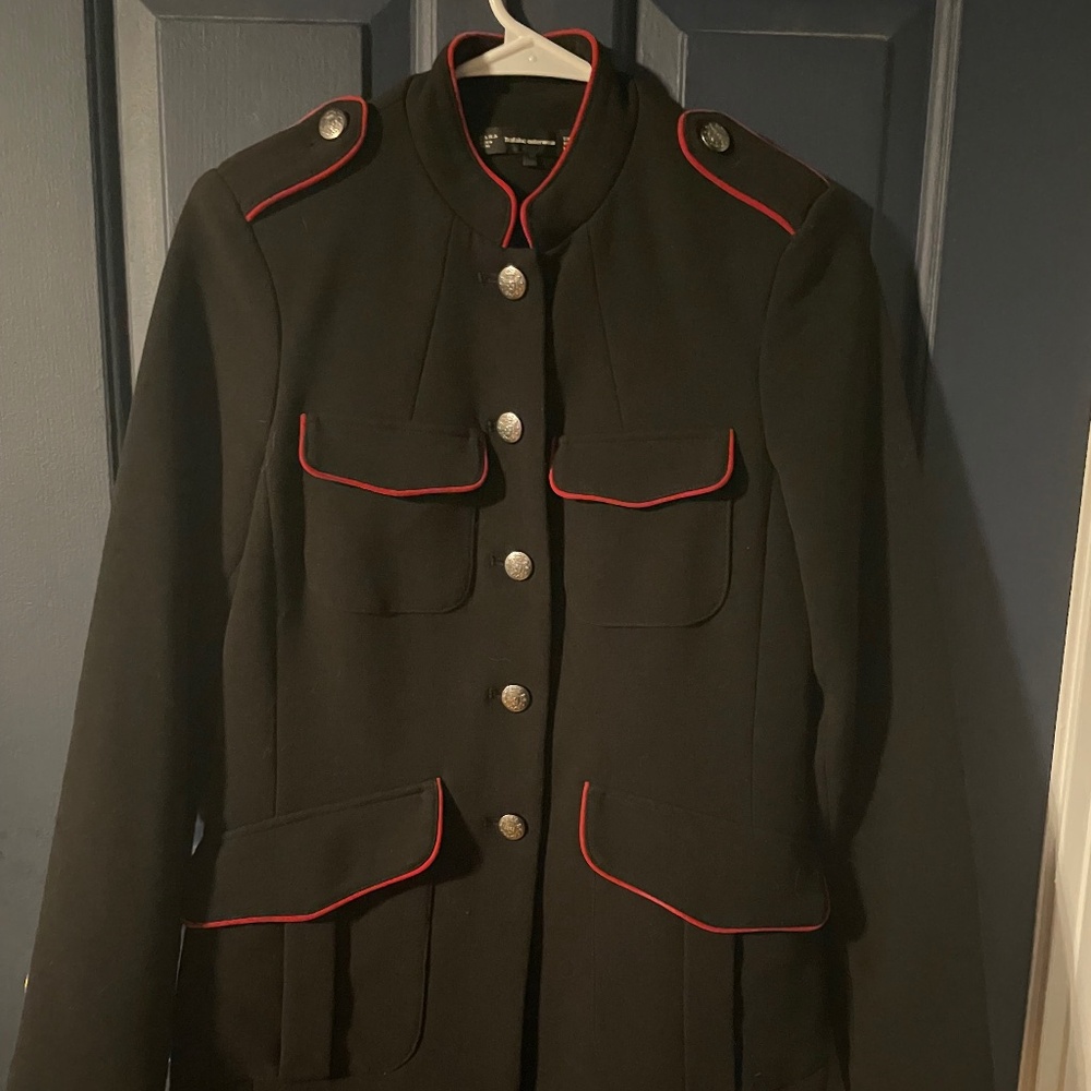 RARE Zara Military Blue & Red Jacket with Silver Buttons Women’s Small